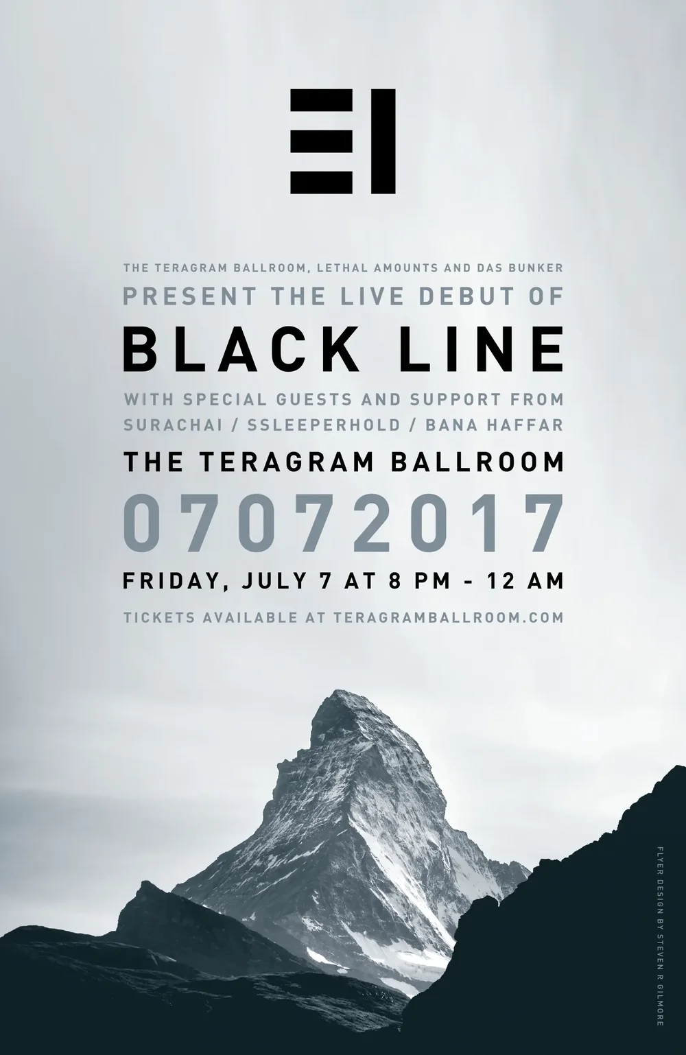 Poster for the live debut of Black Line at the Teragram Ballroom, July 7, 2017