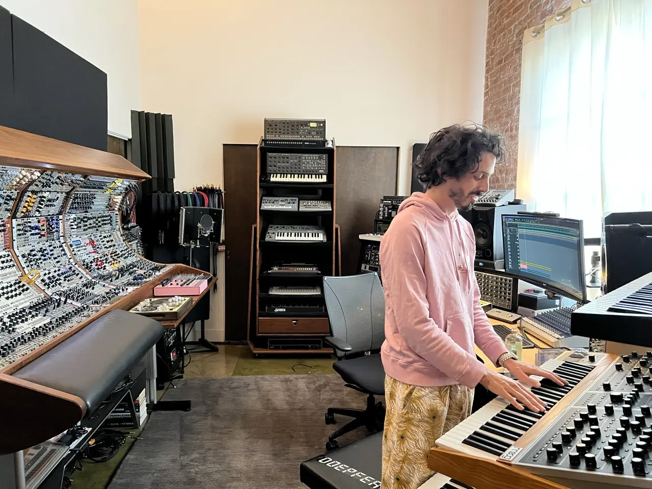 Zack Meyers at the keys in the Los Angeles studio, working on Talent Show